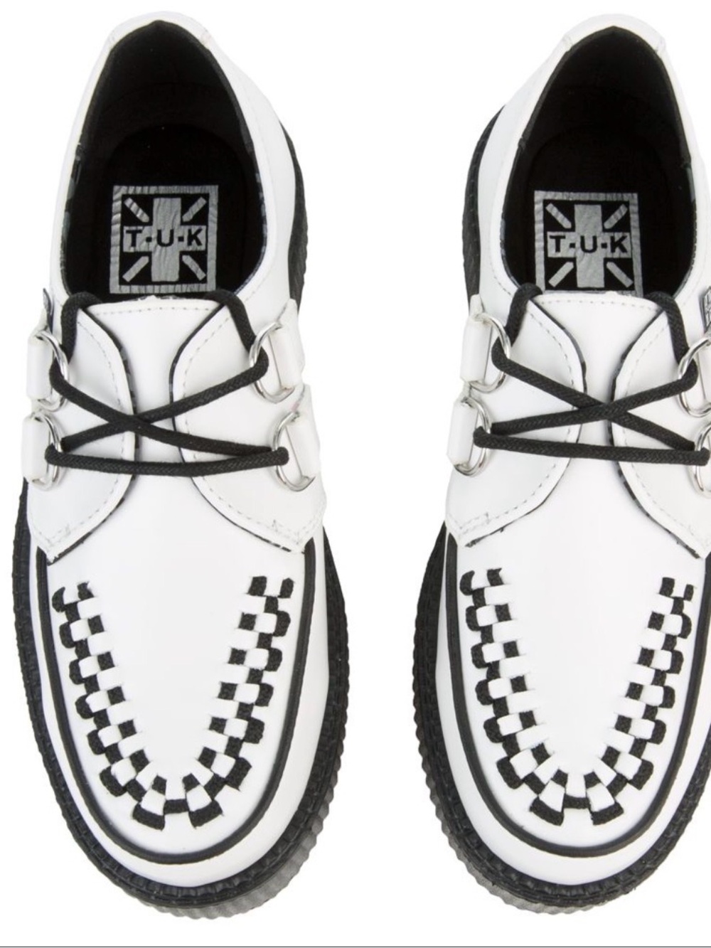 T.U.K White and Black Checkerboard Creeper Loafers